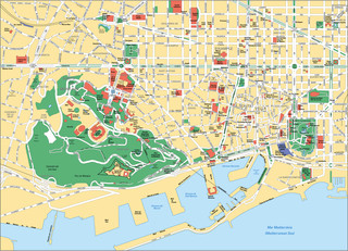 Mapa turistico de museus, pontos turÃ­sticos, lugares turÃ­sticos, monumentos e atraÃ§Ãµes de Barcelona