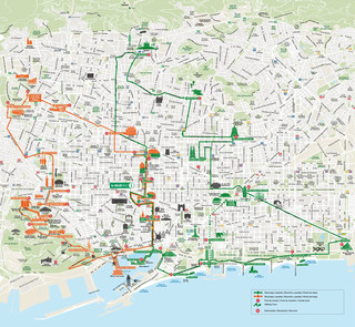 Mapa de onibus turistico e hop on hop off bus tour de Barcelona City Tour