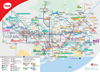 Mapa da rede TMB de metro de Barcelona