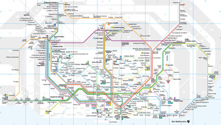 Mapa da rede de trens urbano e metropolitano de Barcelona