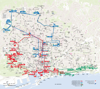 Mapa de onibus turistico e hop on hop off bus tour de Barcelona Bus Turistic